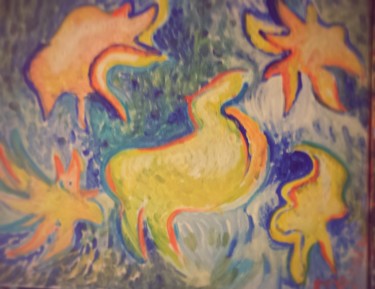 Malerei mit dem Titel "Himmeltiere" von Marianna Buchwald, Original-Kunstwerk