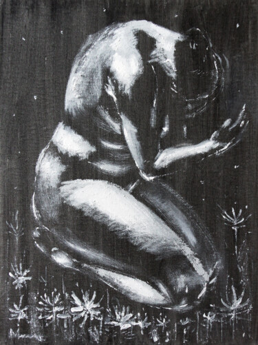 Ζωγραφική με τίτλο "NUDE.3 - IN THE GAR…" από Marianna Yakovleva, Αυθεντικά έργα τέχνης, Ακρυλικό Τοποθετήθηκε στο Χαρτόνι