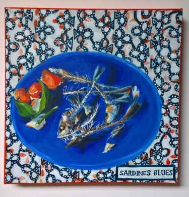 Painting titled "sardine blues" by Marianne Bouvet, Original Artwork, Acrylic