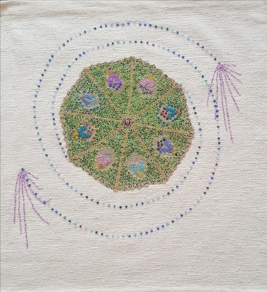 Art textile intitulée "green-pearl-carpet-…" par Marianne Camus, Œuvre d'art originale