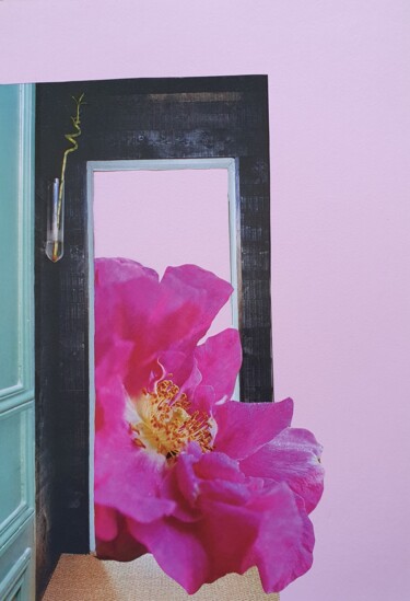 Collages intitulée "Rose 2" par Marianne Camus, Œuvre d'art originale, Collages