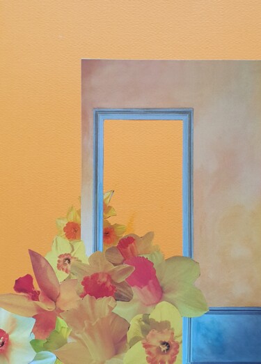 Collages intitulée "orange 1" par Marianne Camus, Œuvre d'art originale, Collages