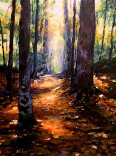 Painting titled "le Chemin" by Marianne Dufour, Original Artwork, Acrylic