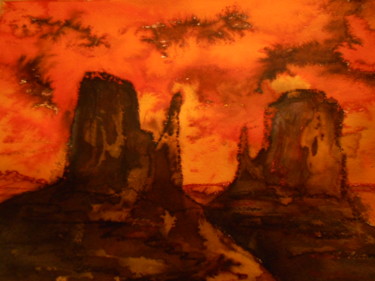Pintura intitulada "Arizona" por Marianne Dufour, Obras de arte originais, Aquarela