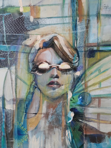 Painting titled "TU AS DE BEAUX YEUX…" by Marianne Merle, Original Artwork, Collages