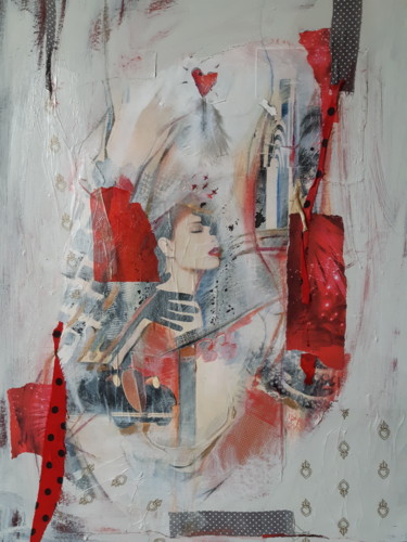 Painting titled "FANTASME AMOUR ET P…" by Marianne Merle, Original Artwork, Collages