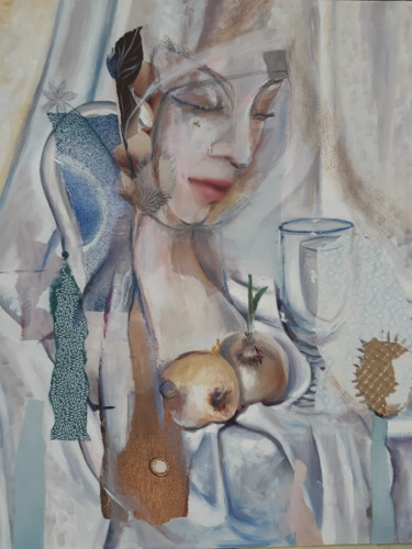 Peinture intitulée "LA PAPESSE" par Marianne Merle, Œuvre d'art originale, Collages
