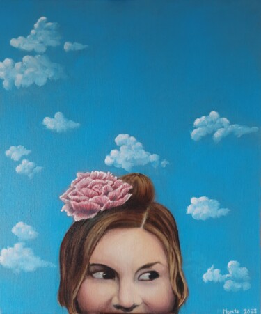 Malarstwo zatytułowany „Clouds” autorstwa Marianne Monto, Oryginalna praca, Olej Zamontowany na Drewniana rama noszy