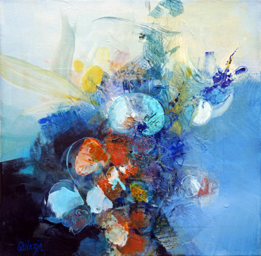 Painting titled "# Bloom 05" by Marianne Quinzin, Original Artwork, Acrylic Mounted on Wood Stretcher frame