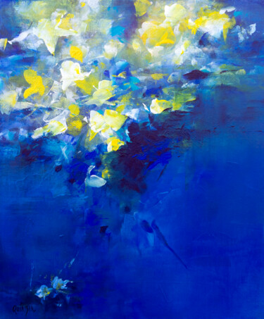 Pintura titulada "Fleurs sur l'eau" por Marianne Quinzin, Obra de arte original, Acrílico Montado en Bastidor de camilla de…