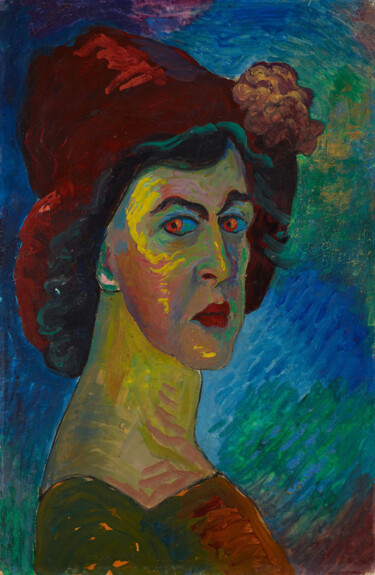 Painting titled "Autoportrait" by Marianne Von Werefkin, Original Artwork, Oil