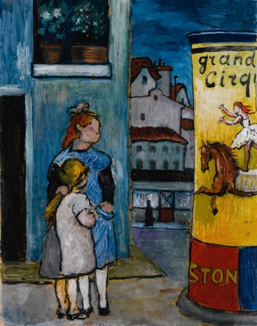 Pintura titulada "Deux enfants devant…" por Marianne Von Werefkin, Obra de arte original, Oleo