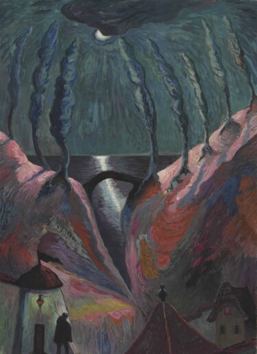 Ζωγραφική με τίτλο "Nuit fantastique" από Marianne Von Werefkin, Αυθεντικά έργα τέχνης, Λάδι