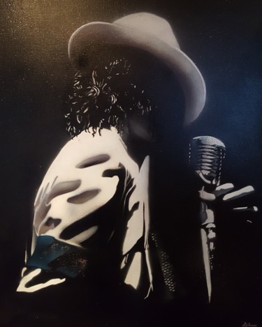 Malerei mit dem Titel "Michael Jackson" von Marianne Wittmann, Original-Kunstwerk, Acryl