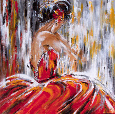 Painting titled "danseuse-flamenco.j…" by Marianne Blanc, Original Artwork, Acrylic