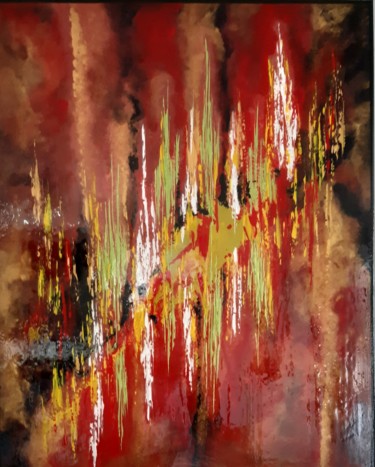 Peinture intitulée "La Terre en feu" par Marianne Blanc, Œuvre d'art originale, Résine