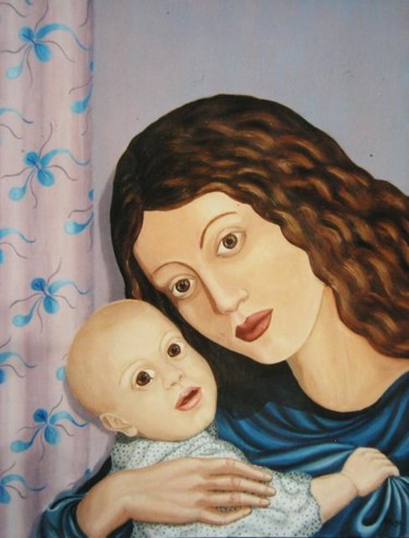 Peinture intitulée "" Maternité "" par Marianne Monnoye-Termeer, Œuvre d'art originale