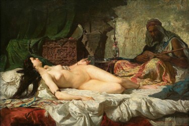 Painting titled "The Odalisque" by Mariano Fortuny, Original Artwork, Oil