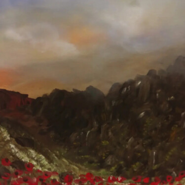 Painting titled "Field of Poppies" by Maria Of God, Original Artwork, Acrylic