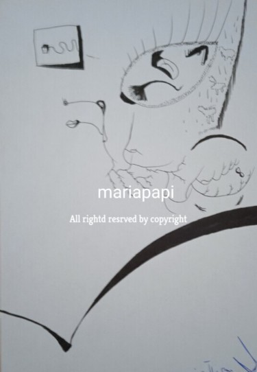Schilderij getiteld "Απελπισία, Desperat…" door Maria Pape, Origineel Kunstwerk, Balpen