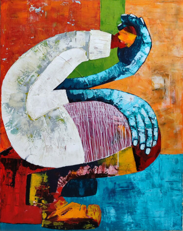 Картина под названием "Sadness" - Maria Penn, Подлинное произведение искусства, Акрил Установлен на Деревянная рама для носи…