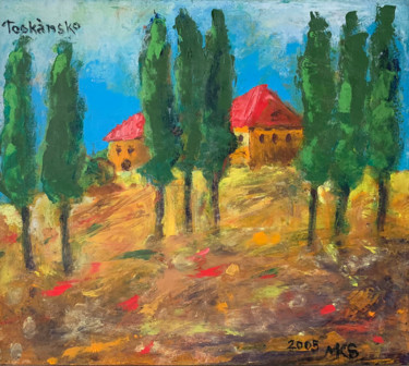 Schilderij getiteld "TUSCAN LANDSCAPE" door Marie Kantorová Selmiová, Origineel Kunstwerk, Olie