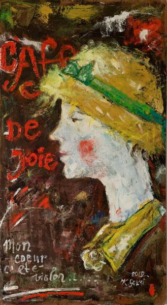 Painting titled "TO THE CAFÉ" by Marie Kantorová Selmiová, Original Artwork, Oil