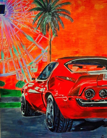 Painting titled "Historic Corvette" by Maria Sabrina Viviani, Original Artwork, Acrylic