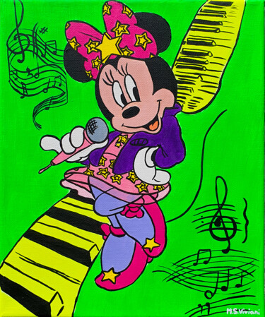 Pintura titulada "Minnie Singer" por Maria Sabrina Viviani, Obra de arte original, Acrílico Montado en Bastidor de camilla d…