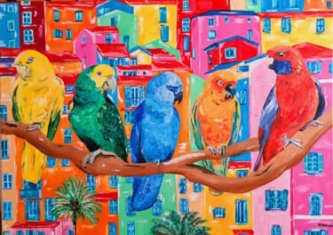 绘画 标题为“City Colors” 由Maria Sabrina Viviani, 原创艺术品, 丙烯 安装在木质担架架上