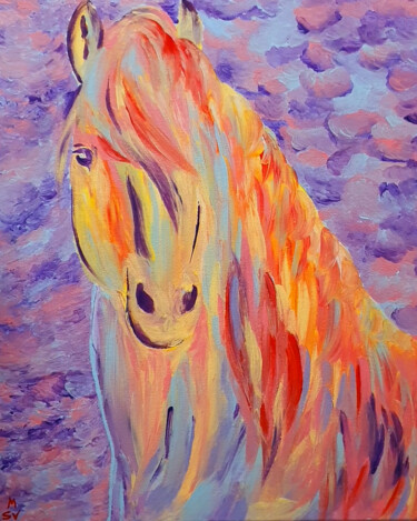 Painting titled "HORSE PASSION" by Maria Sabrina Viviani, Original Artwork, Acrylic Mounted on Wood Stretcher frame