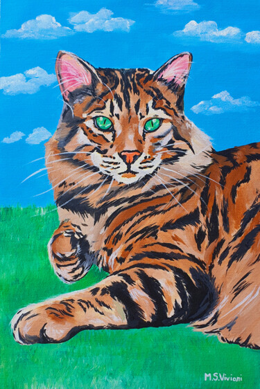 Ζωγραφική με τίτλο "Tenerife Bengal cat" από Maria Sabrina Viviani, Αυθεντικά έργα τέχνης, Ακρυλικό