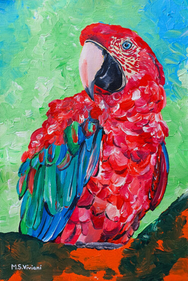 Painting titled "Parrot Tenerife" by Maria Sabrina Viviani, Original Artwork, Acrylic