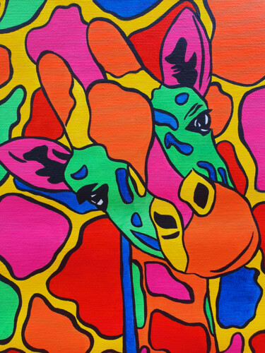 Painting titled "The colorful giraffe" by Maria Sabrina Viviani, Original Artwork, Acrylic