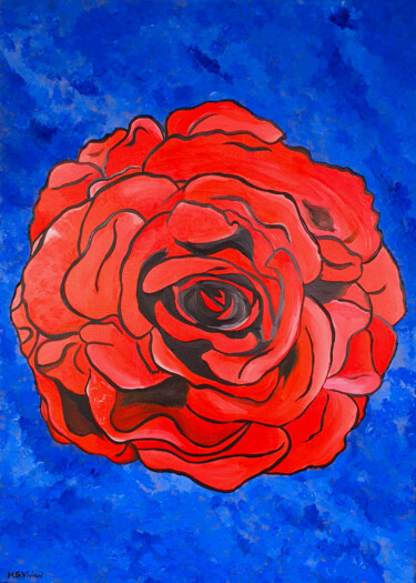 绘画 标题为“Red rose” 由Maria Sabrina Viviani, 原创艺术品, 丙烯