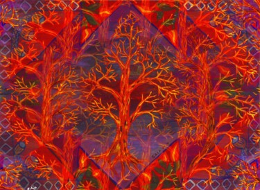 Arte digitale intitolato "gli alberi rossi in…" da Mariateresa Sala, Opera d'arte originale, Lavoro digitale 2D