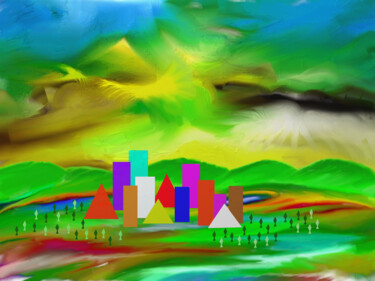 Arte digitale intitolato "la citta' del futuro" da Mariateresa Sala, Opera d'arte originale, Pittura digitale
