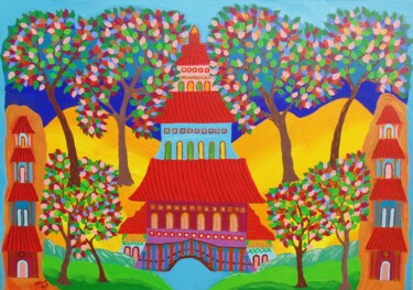 Malerei mit dem Titel "i templi nei colori" von Mariateresa Sala, Original-Kunstwerk, Acryl Auf Keilrahmen aus Holz montiert
