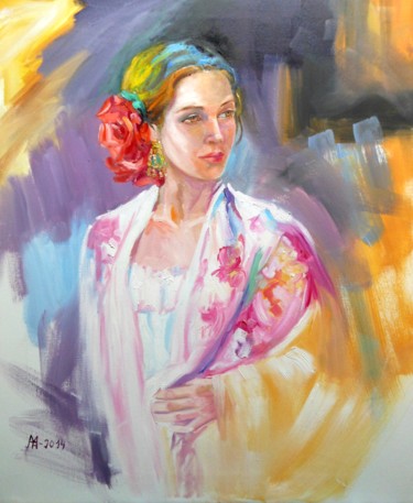 Pintura titulada "Mujer andaluza" por Maria Teresa Aroz Ibañez, Obra de arte original