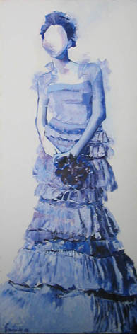 Pintura titulada "Figurín Azul" por María Valeria Fourcade, Obra de arte original