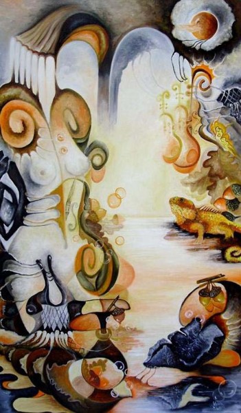 Pittura intitolato "November Muse" da Mariana Oros, Opera d'arte originale, Olio Montato su Telaio per barella in legno