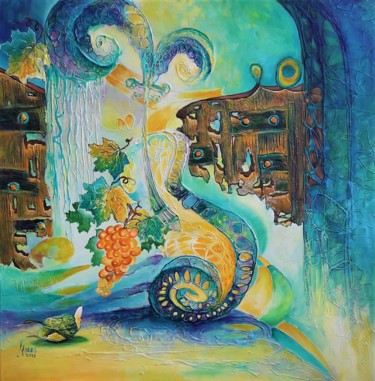 Peinture intitulée "La Portita lui Gheo…" par Mariana Oros, Œuvre d'art originale, Acrylique Monté sur Châssis en bois