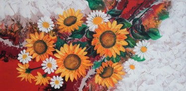 "Gerbera, abstract a…" başlıklı Tablo Mariana Oros tarafından, Orijinal sanat, Akrilik Ahşap Sedye çerçevesi üzerine monte e…