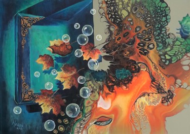 Картина под названием "Un spirit DACIC" - Mariana Oros, Подлинное произведение искусства, Акрил Установлен на Деревянная рам…