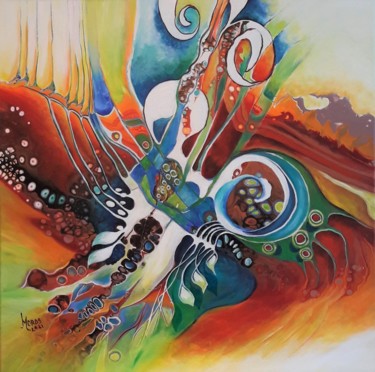 Pintura intitulada "Un solo de Vioara" por Mariana Oros, Obras de arte originais, Acrílico Montado em Armação em madeira