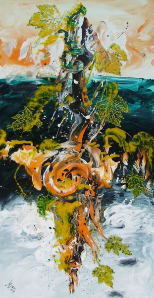 Painting titled "Acolo-unde-arborii-…" by Mariana Oros, Original Artwork, Acrylic