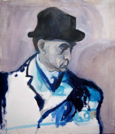 Pintura titulada "Hombre con sombrero" por Maribel Don, Obra de arte original