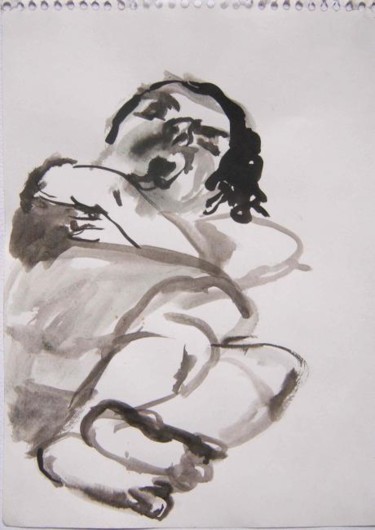 Dibujo titulada "Durmiente 1" por Maribel Don, Obra de arte original