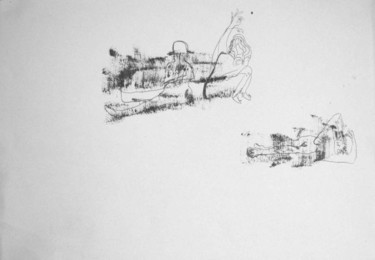 Dibujo titulada "en mar de ajos" por Maribel Don, Obra de arte original