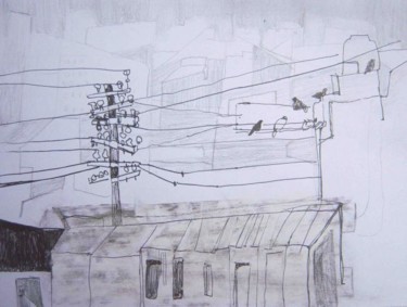 Dibujo titulada "estacion Villa Urqu…" por Maribel Don, Obra de arte original